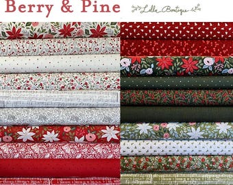 Pine And Berry by Lella Boutique for Moda Fabrics - Christmas holiday fabric bundle of 22 pieces