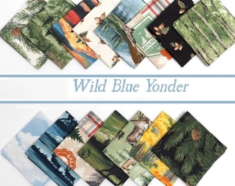 Moda Fabrics Wild Blue Yonder - outdoor wildlife nature quilting cotton fabric bundle - 15 pieces