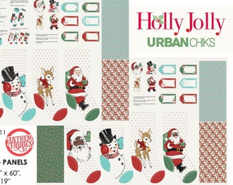 Urban Chiks Holly Jolly Christmas Santa Stockings Panel