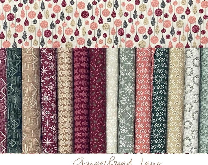 Gingerbread Lane by Kiley’s Quilt Room for Moda Fabrics, Christmas fabric bundle • 20 Prints