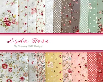 Lyda Rose Fabric Bundle – Bunny Hill Designs – Moda Fabrics - Fabric Bundle | F8, FQ, Half Yard, Yard Cut ~ 21 pieces