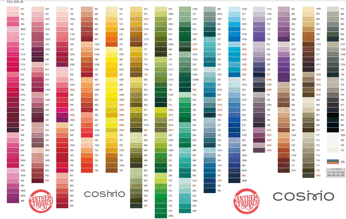 Cosmo Floss Color Chart