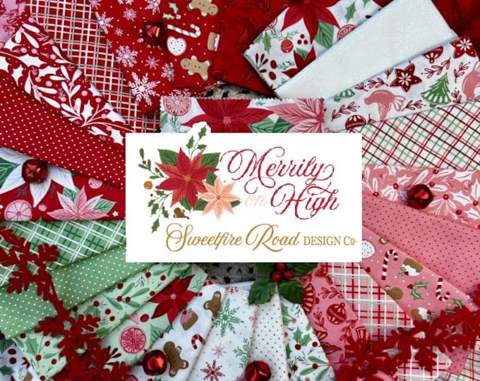 Merrily on High Fabric Bundle • Sweetfire Co Moda • Fat Eighths • Fat Quarters • Half Yards • Christmas Quilting Fabric
