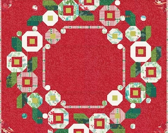 Winterly Little Posy Wreath Quilt Kit - MODA Precut by Robin Pickens - KIT48760 CRIMSON Red