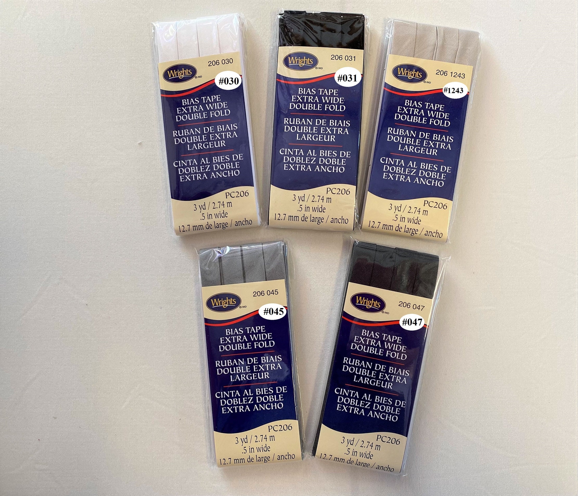 Wrights Bias Tape DOUBLE FOLD DF206 Extra Wide 1/2 inch , 3 yards