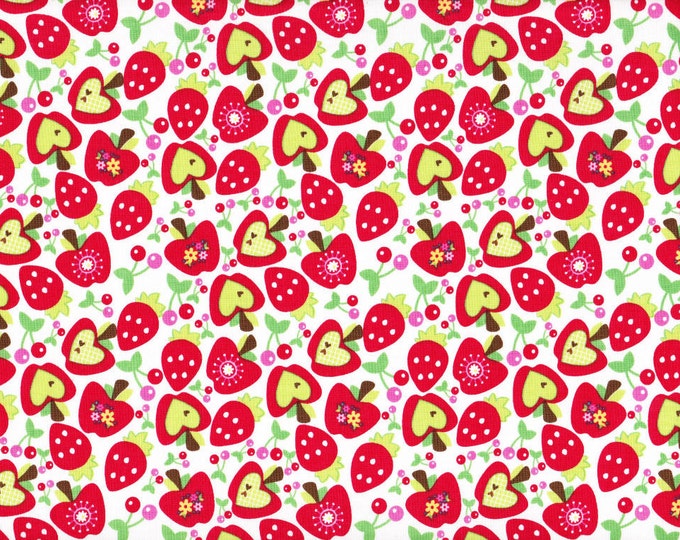 Fruit Medley RB2562 WHITE - Hoo's in the Forest by Riley Blake - Apples Strawberry Cherry