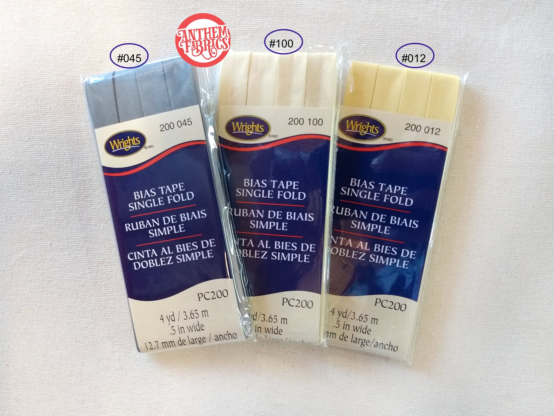 Wrights Bias Tape SF200 Single Fold 4 yards, 1/2 inch wide.