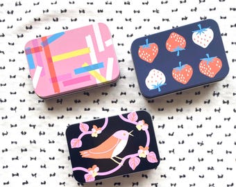 Ruby Star Society Small Tin Set – Strawberry, Washi Tape, Bird Designs (Set of 3)