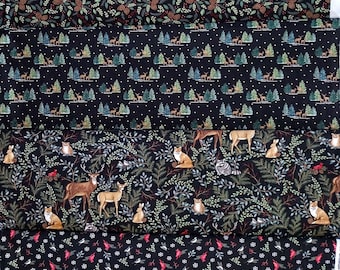 Woodland Winter by Deb Strain - Charcoal, 4 pieces, 1 yard each
