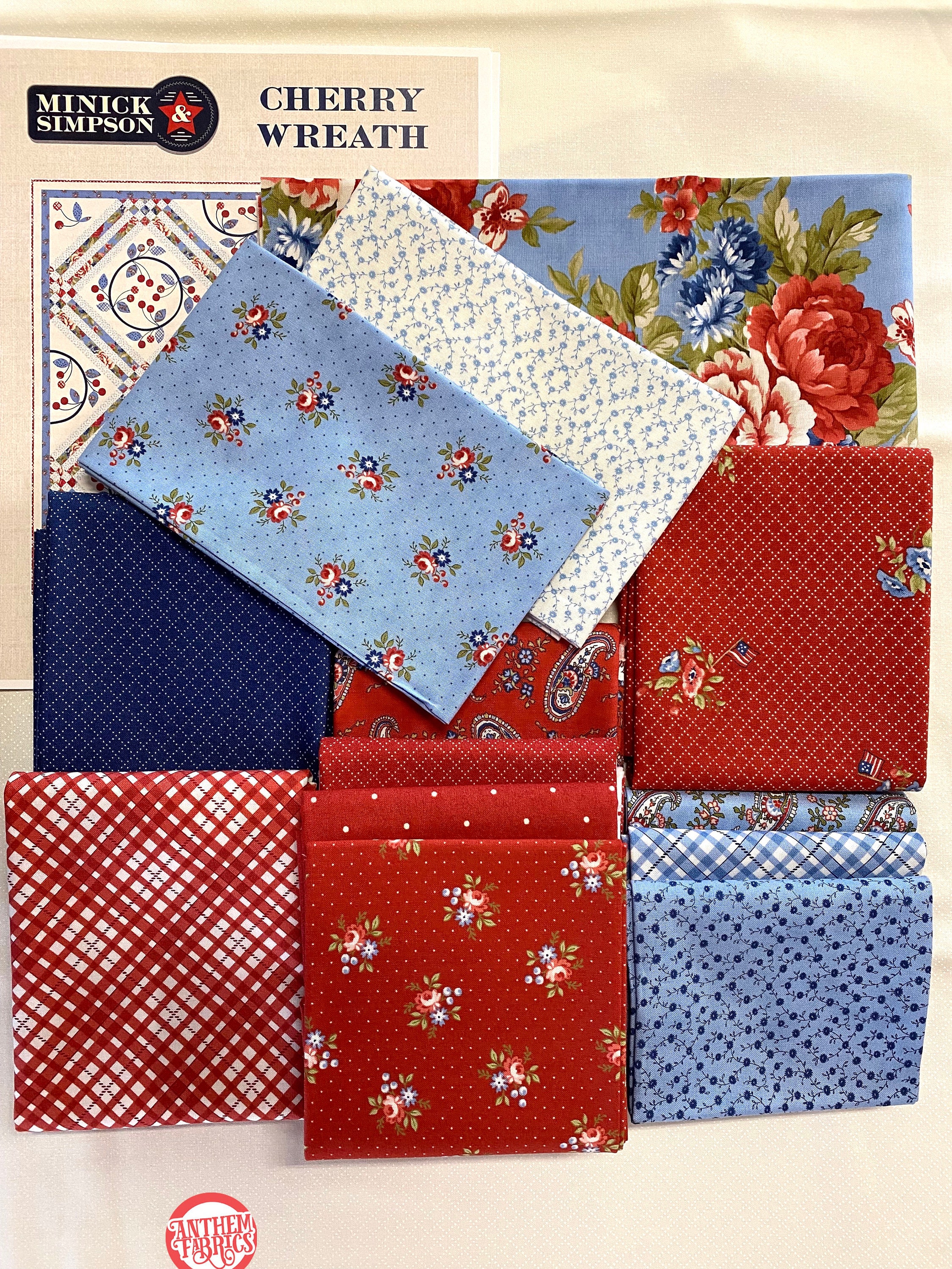 Cherry Wreath Quilt Kit - featuring Belle Isle fabrics by MINICK & SIMPSON  for Moda fabrics