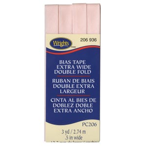 Wrights Bias Tape DF206 DOUBLE FOLD - Extra Wide 1/2 inch , 3 yards 936 ROSEWATER