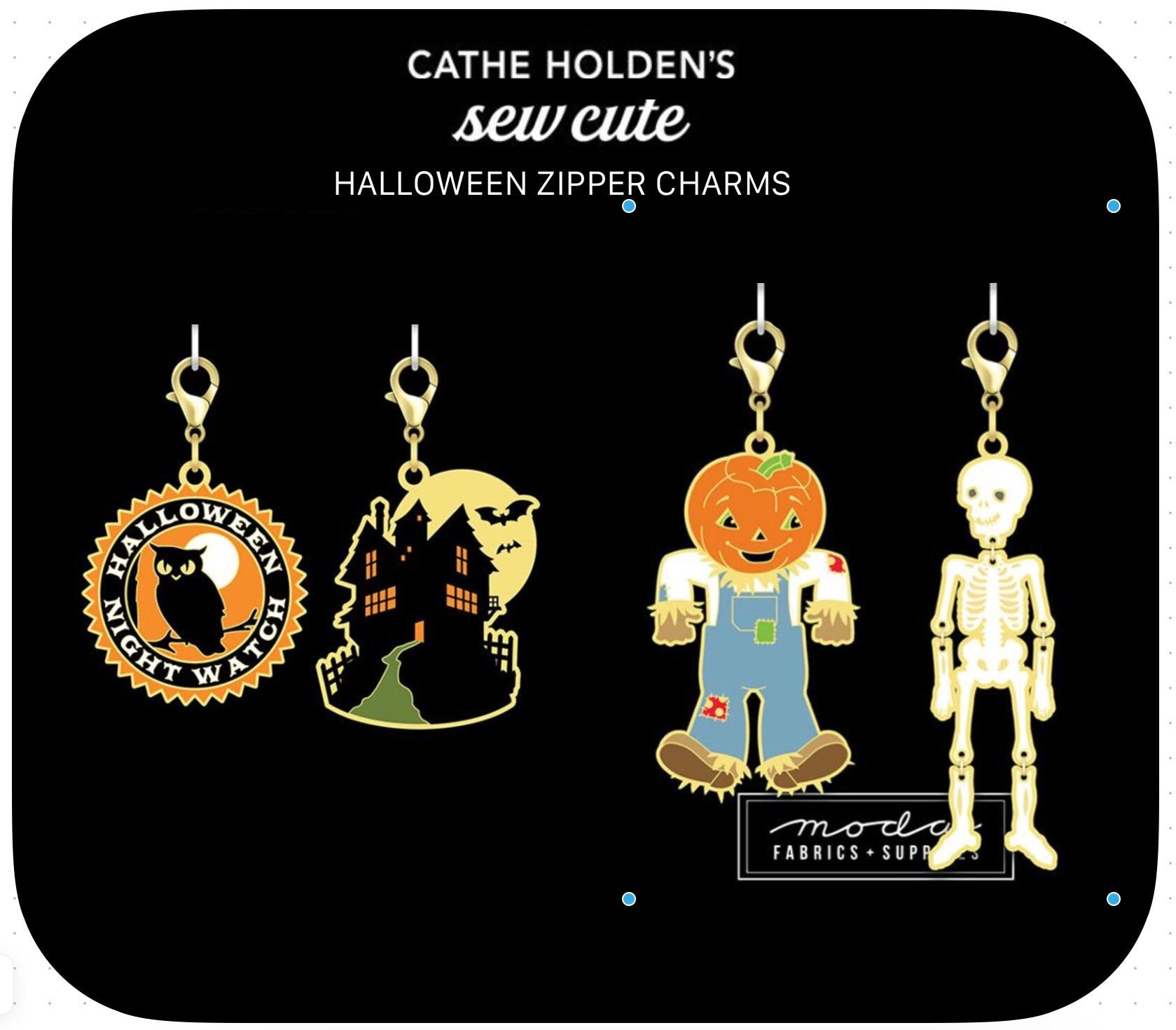 2023 Cathe Holden Halloween Fall Zipper Pull Enamel Charm 2-PC