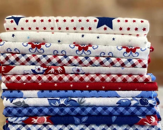 Star Spangled Patriotic Fabric Bundle by April Rosenthal for Moda Fabrics - 13 pieces