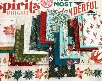 Cheer And Merriment 20 prints by Stephanie Sliwinski for Moda ~  Christmas holiday quilting cotton fabric bundle