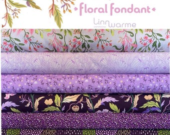 Floral Fondant by Linn Warme for MODA Fabrics, Purple Lilac colorway - 6 pieces