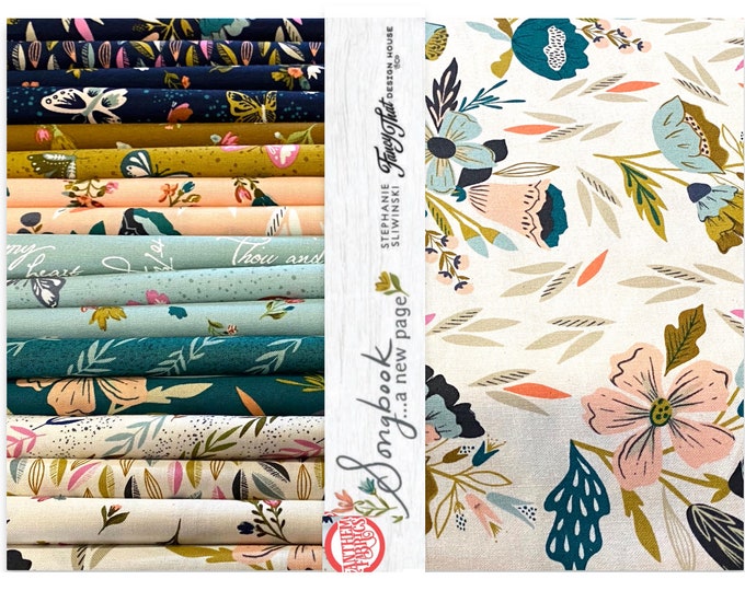 Songbook New Page by Stephanie Sliwinski for Moda Fabrics ~ quilting cotton bundle, 17 fat quarters