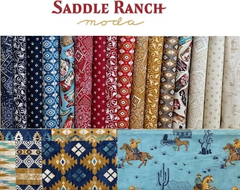Saddle Ranch by Moda Fabrics, Southwest Rodeo Westward - quilting cotton fabric bundle, 18 pieces