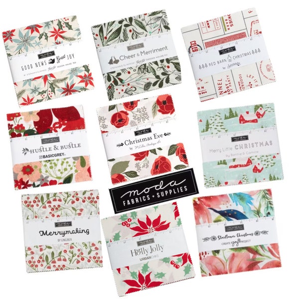 Christmas Charm Packs from Moda Fabrics - Precuts - Charm Pack, 42 Pieces