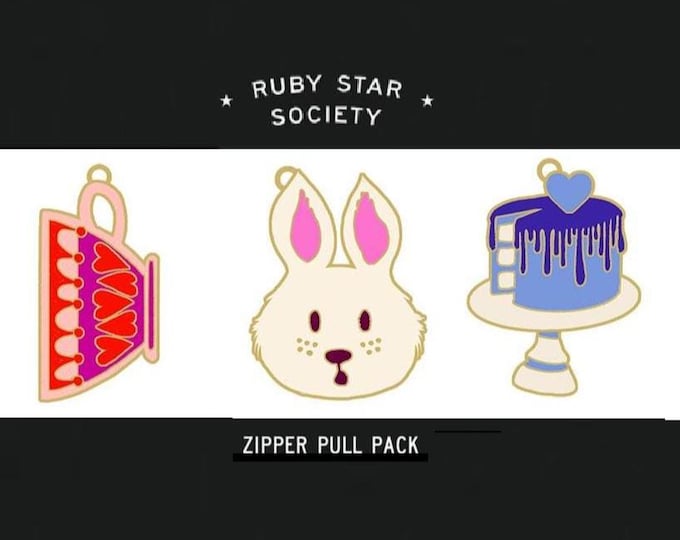 Ruby Star Zipper pulls by Sarah Watts, Unicorn and Thimble pair