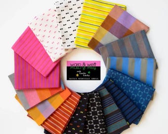 Warp Weft by Ruby Star Society for Moda Fabrics, Woven & Reversible Cotton Fabrics, 16 fat quarters
