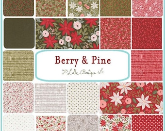 Pine And Berry by Lella Boutique for Moda Fabrics - Christmas holiday fabric bundle of 21 pieces