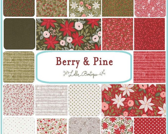Pine And Berry by Lella Boutique for Moda Fabrics - Christmas holiday fabric bundle of 21 pieces