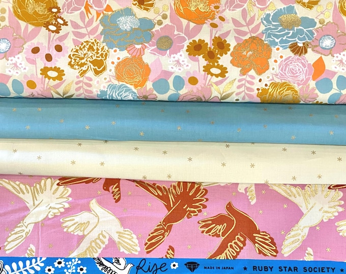 Rise, Melody Miller - Ruby Star Society Fabric Cotton, RISE and Spark Bundle, 4 PIECES