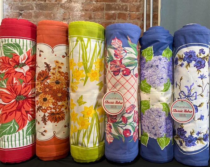 16”-wide Season Floral Tea Toweling cotton fabric by MODA - Retro Classic Vintage Inspired for Home Cottage Kitchen - by the yard