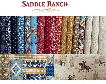 Saddle Ranch by Moda Fabrics, Southwest Rodeo Westward - quilting cotton fabric bundle, 19 pieces