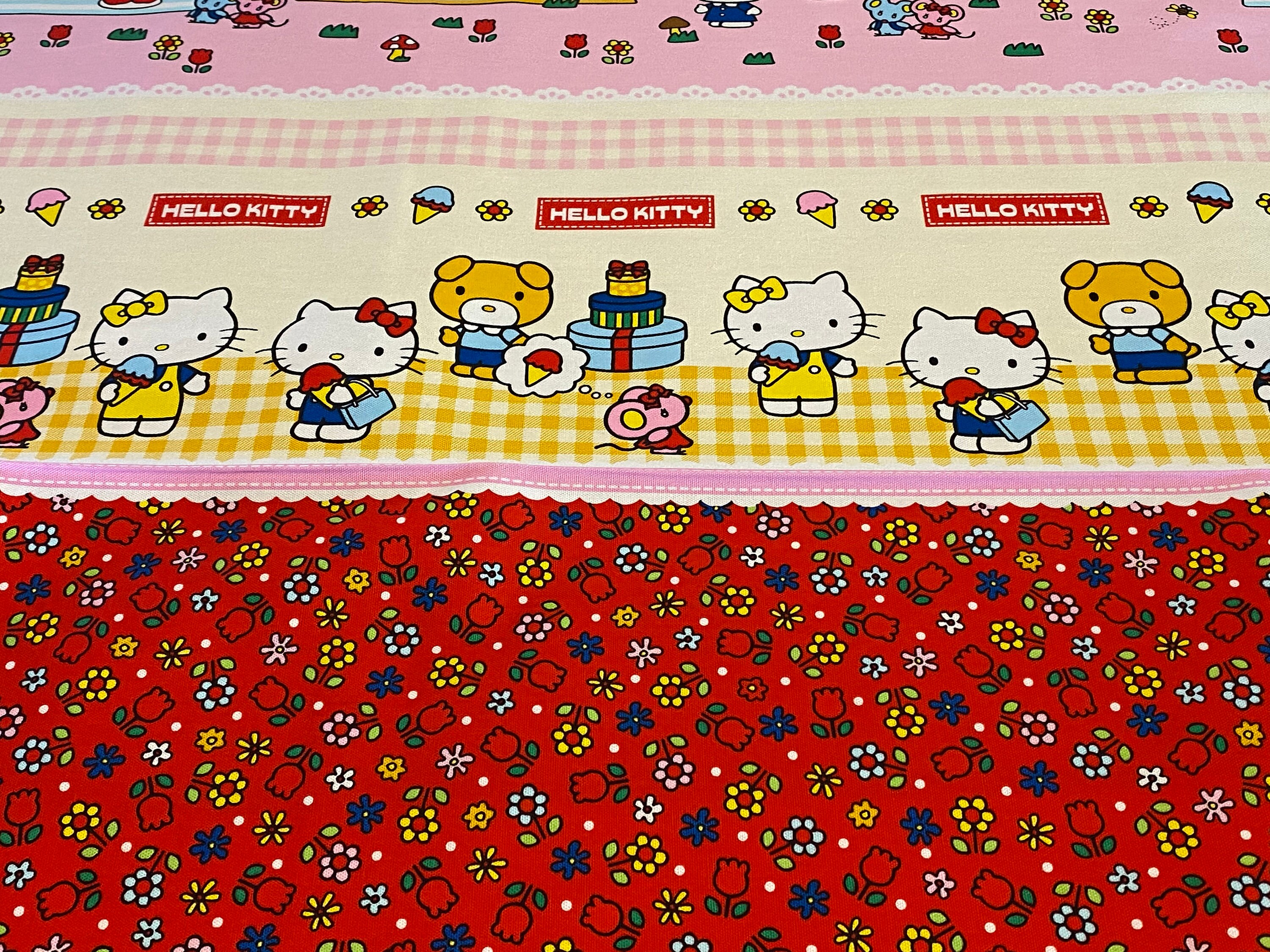 Hello Kitty Sanrio Cotton Cute Kawaii fabric Remnant 48 inches