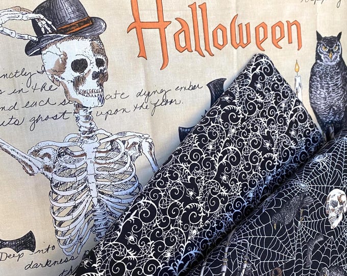 Ghostly Greetings by Deb Strain for Moda Fabric - 3 pieces (1 yard x 2 prints plus 1 panel)