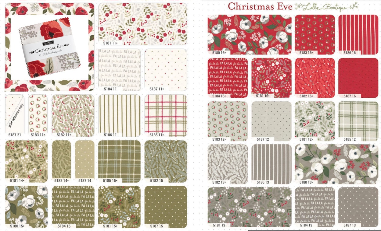 5 Packs Christmas MINI CHARM 2.5 fabric squares - 2023 Holiday