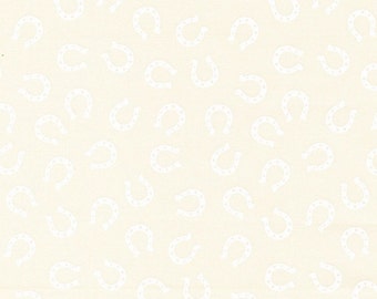 Horseshoes Ponderosa by Tracy Iest Hsu for Moda Fabrics - Western Cowboy Rodeo Blender quilting fabric, #20866 Cream, End of Bolt 47-inches