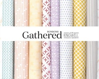 Gathered Bonbons by Jen Kingwell low volume background 8 pieces