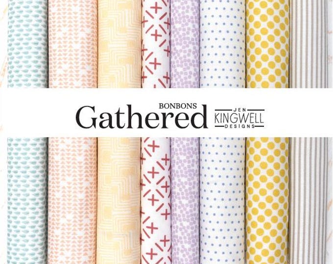 Gathered Bonbons by Jen Kingwell low volume background 8 pieces