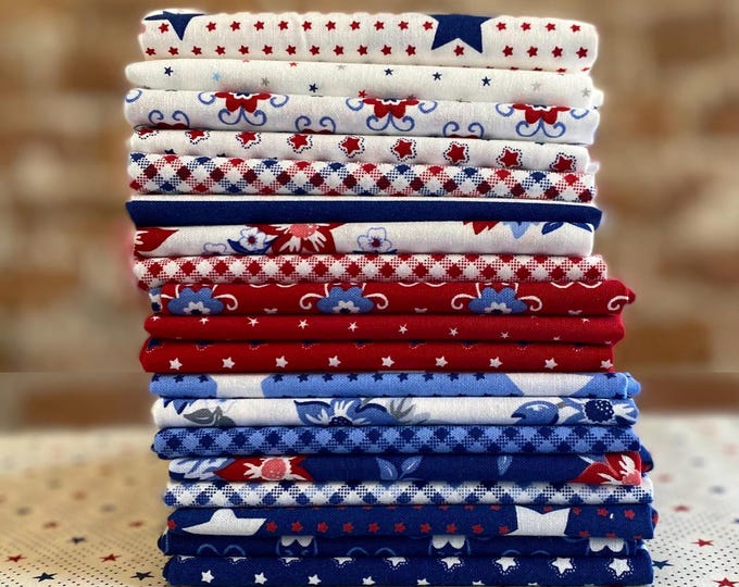 Star Spangled Patriotic Fabric Bundle by April Rosenthal for Moda Fabrics - 19 pieces