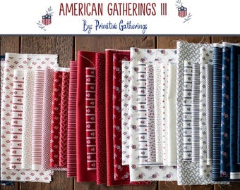 American Gatherings III by Lisa Bongean, fabric bundle 37 prints- by Primitive Gatherings for MODA fabrics,