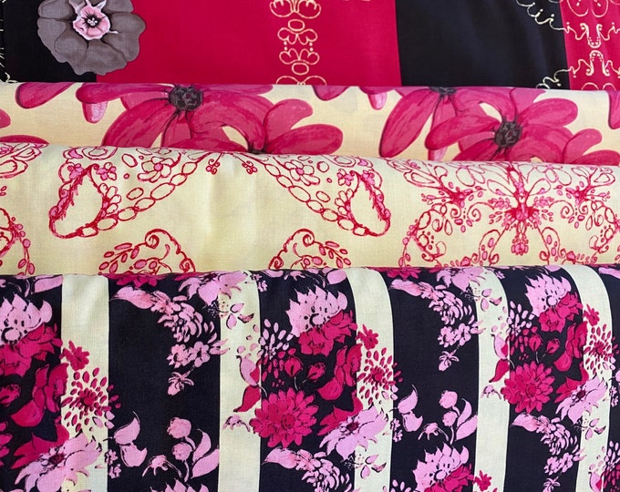 Tina Givens fabric bundle - Treetop Fancy in raspberry 4 pieces