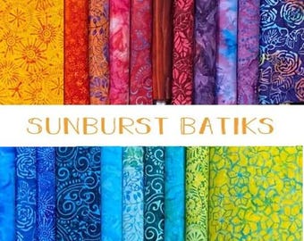 Sunburst Batiks Moda Cotton Fabric Bundle, 21 pieces
