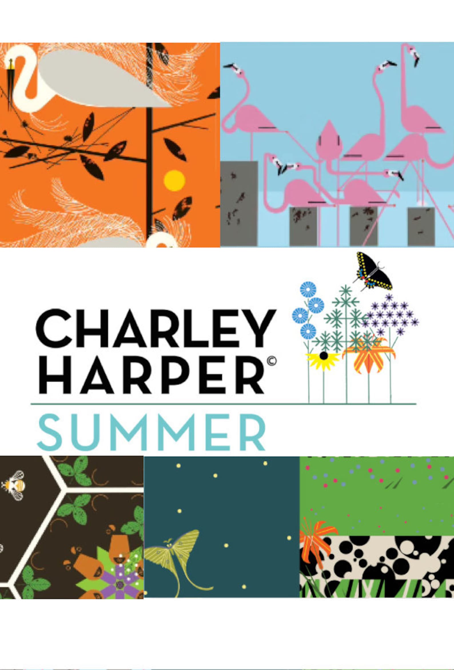 Charley Harper Summer Organic Cotton Fabric 5 Fat Quarter Etsy