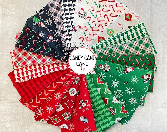 Candy Cane Lane by April Rosenthal for Moda Fabrics - Christmas holiday bundle, 23 pieces