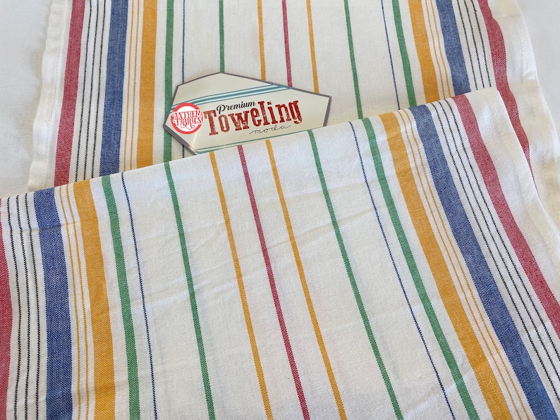 Moda Toweling 16wide, by the yard or remnant cut CherryPie Stripes