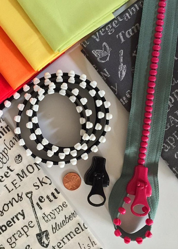 Lecien Jelly BEADS Zipper, slider and tote bag pattern 1 zipper per