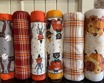 16" Retro Fall Harvest Halloween Vintage Inspired Kitchen Fabric, by the yard or Remnant