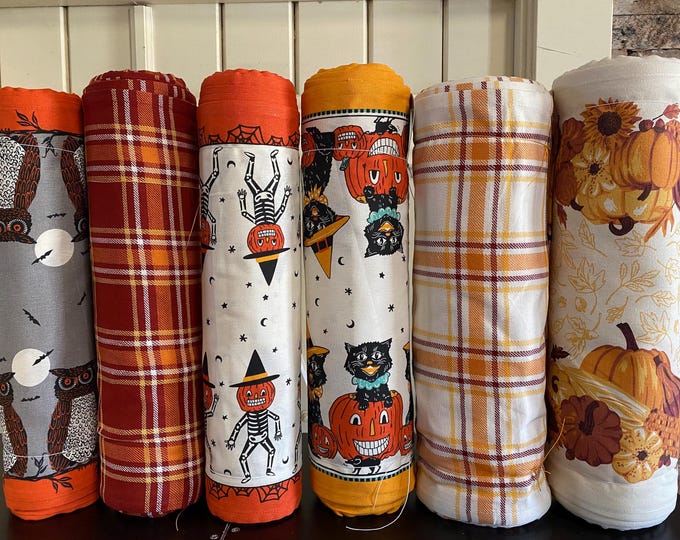 16" Retro Fall Harvest Halloween Vintage Inspired Kitchen Fabric, by the yard or Remnant