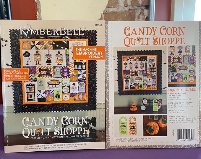 Kimberbell Candy Corn Quilt Shoppe - Select from Hometown Halloween CD for embroidery Machine or Embellishment Kit