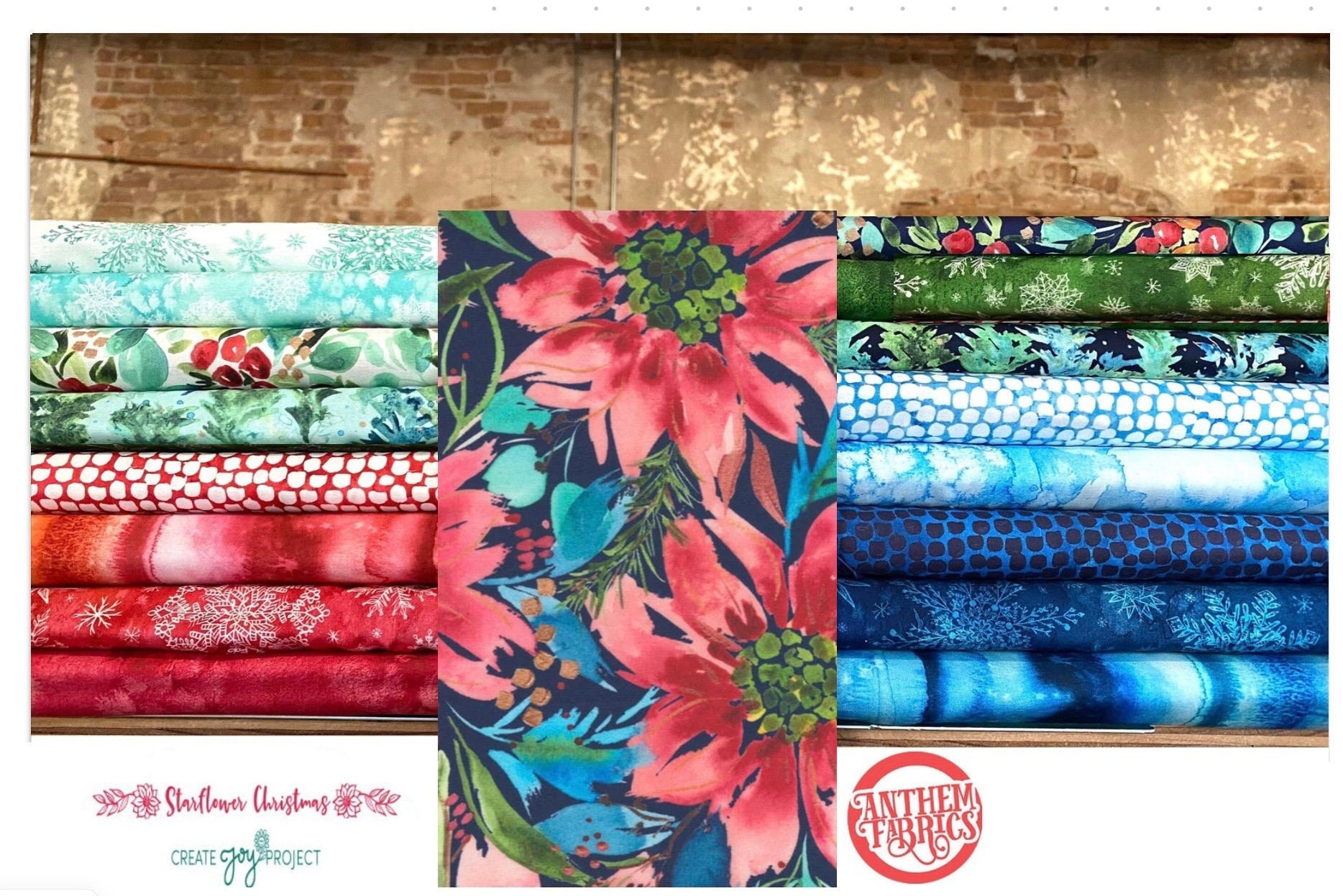 Create Joy Starflower Christmas fabric by Moda fabric bundle 17 fat