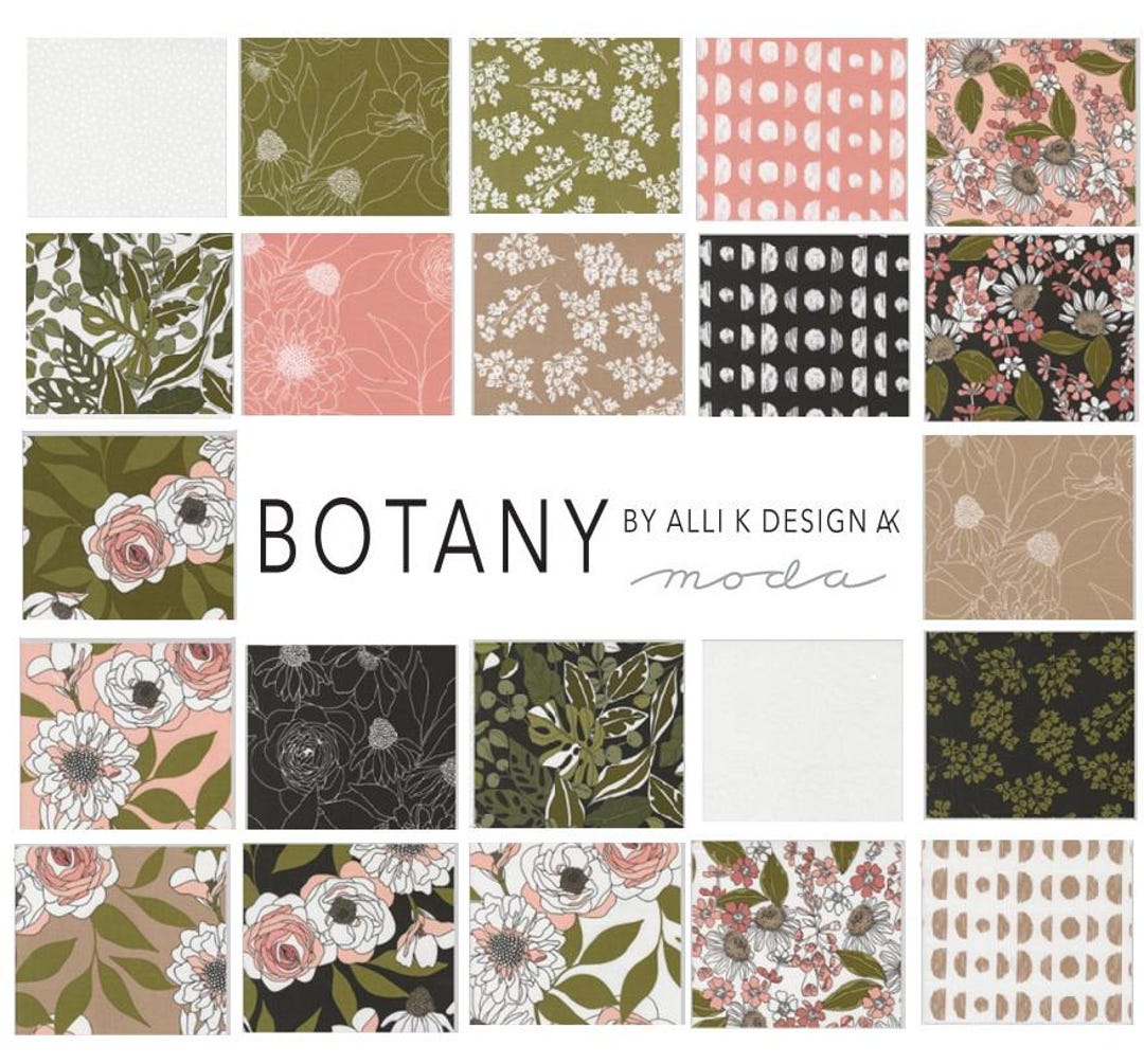 Moda Botany Patterns Botany by Alli K Designs for Moda Fabrics - Nature Floral Green Pink ...