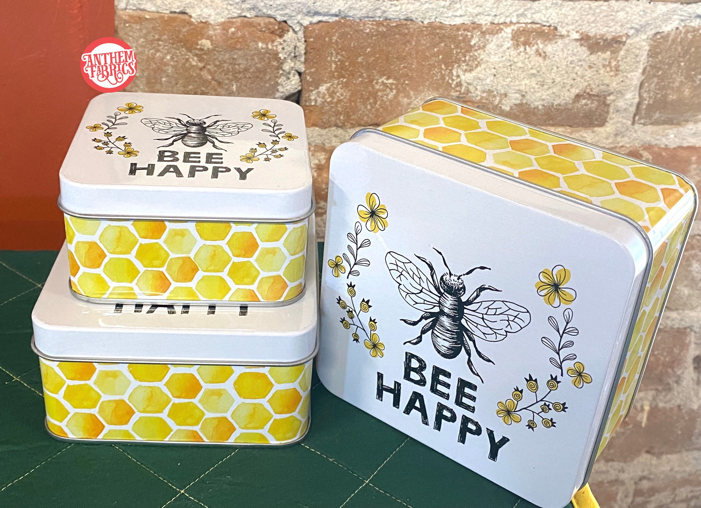 Bee Happy Nesting Tins by Moda - HCC21183 storage trinket organize gift tins