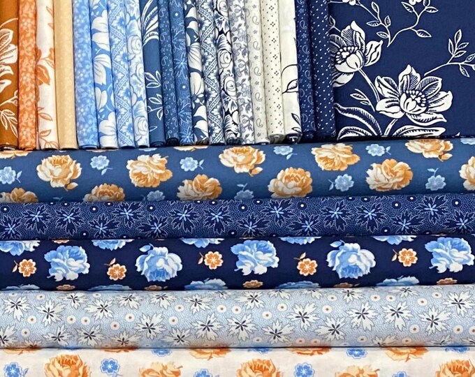 28 Fat quarters Daisies & Denim by Fig Tree Co for MODA Fabrics - fabric bundle